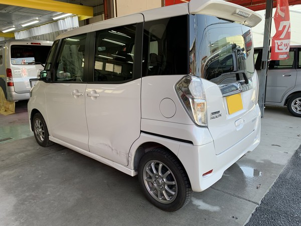 日産　デイズルークス　左スライドドア交換、ロッカーパネル交換　相模原市